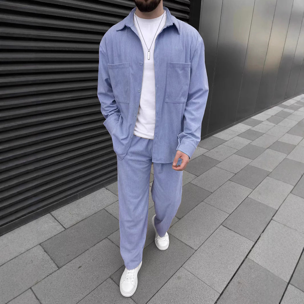 Herren lässiges Set aus gewebtem Hemd und Hose Echoarchiv