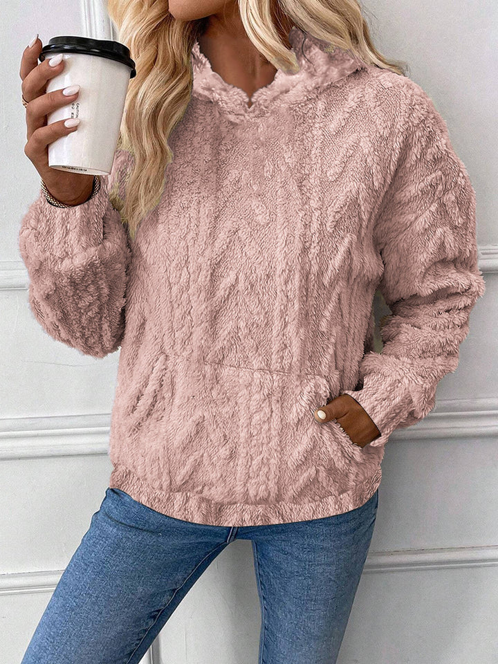 Damen nan kuscheliger Teddyfleece-Pullover mit Kängurutasche und leichtem Stehkragen Echo Archiv