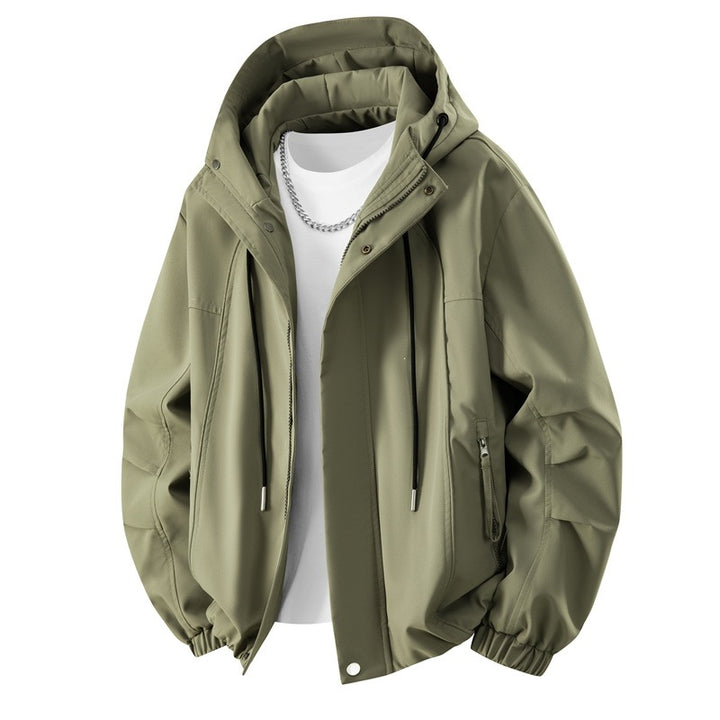 Herren Minimalistische Tech-Kapuzenjacke mit mattierter Oberfläche, Kordelzug & verdeckten Reißverschlusstaschen Echoarchiv
