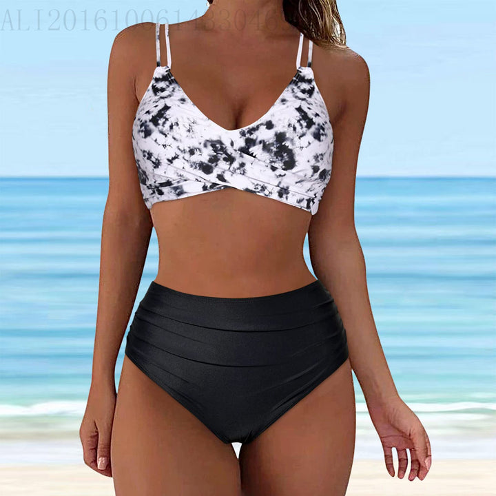 Damen Trendiger Hochschnitt-Bikini mit Raffung Echo Archiv