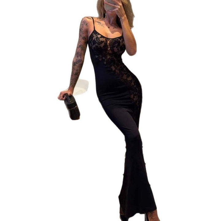 Damen Elegantes Spitzen-Maxi-Kleid mit Spaghettiträgern und figurbetonendem Schnitt Echo Archiv