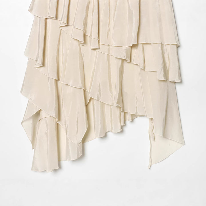 Damen nan mehrlagiger asymmetrischer Volantrock mit stufiger Drapierung Echo Archiv