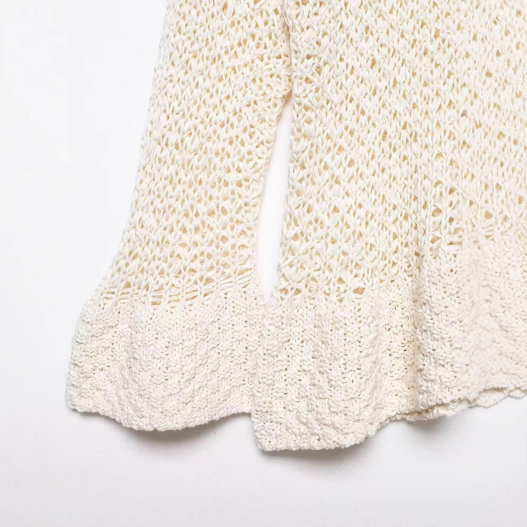 Damen Häkelpullover mit Volantärmeln und Ajourstruktur Echoarchiv