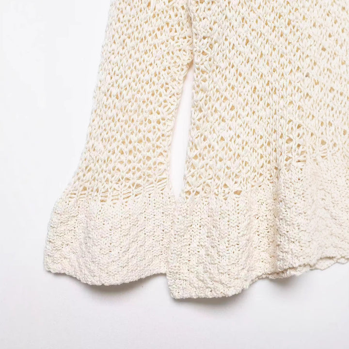 Damen Häkelpullover mit Volantärmeln und Ajourstruktur Echoarchiv