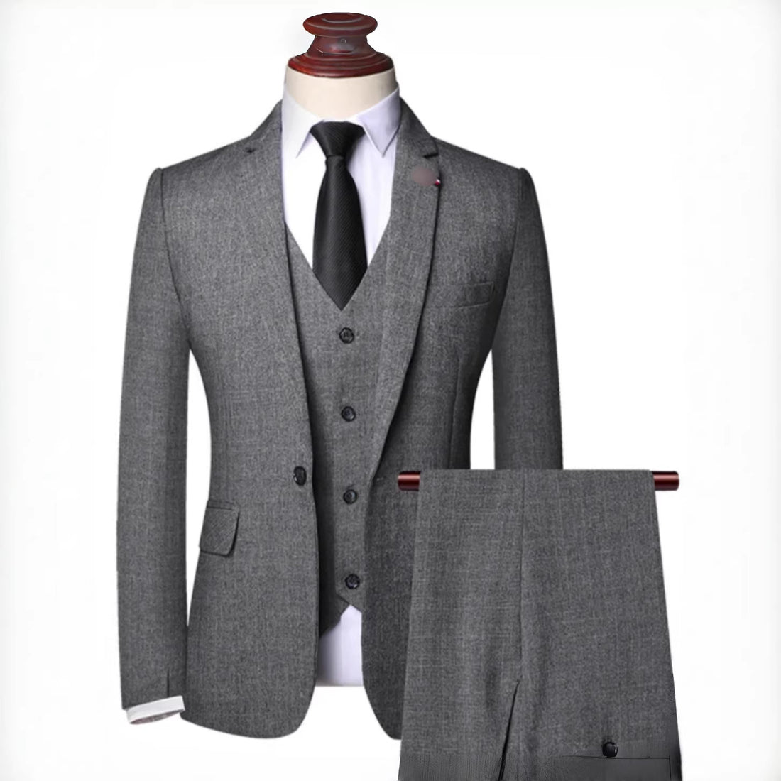 Herren Eleganter Anzug mit Weste und Anstecknadel – Montaro