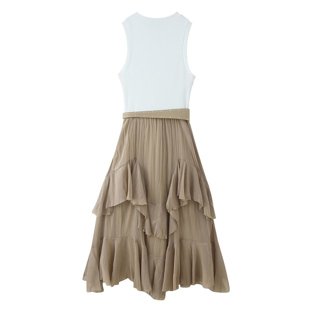 Damen Maxikleid mit raffiniertem Rüschendesign und elegantem Gürtel Echo Archiv
