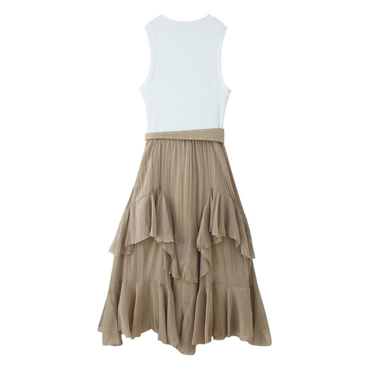Damen Maxikleid mit raffiniertem Rüschendesign und elegantem Gürtel Echo Archiv