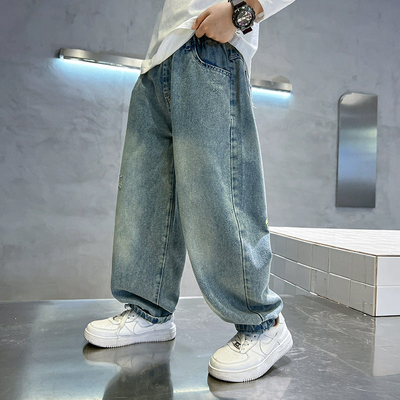 Jungen lässige Denim-Jeans mit buntem Comic-Design Echo Archiv
