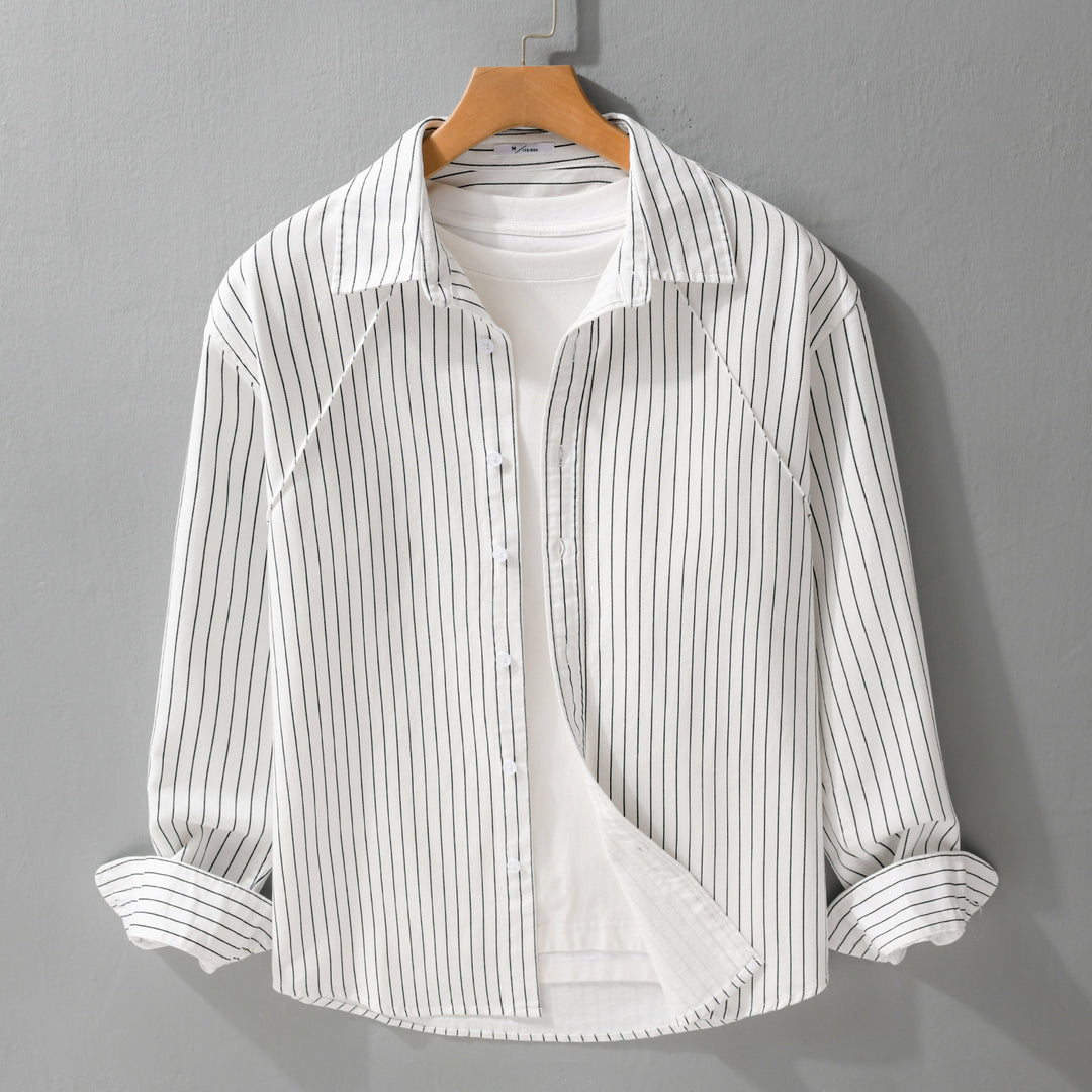 Herren Leichtes Streifen‑Overshirt mit Kentkragen und Raglanärmeln Echoarchiv