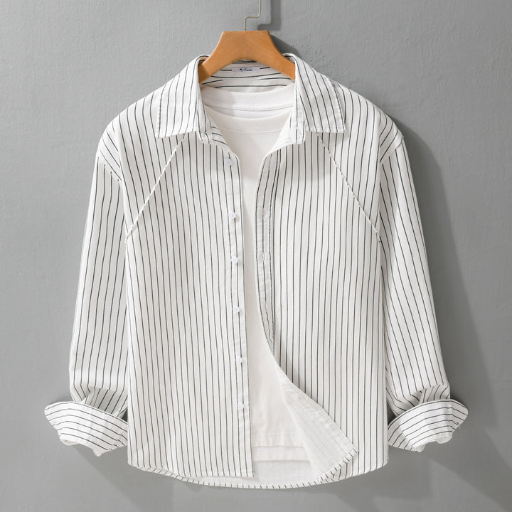 Herren Leichtes Streifen‑Overshirt mit Kentkragen und Raglanärmeln Echoarchiv