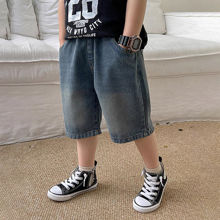 Unisex lässige Denim-Shorts mit Gummibund Echo Archiv