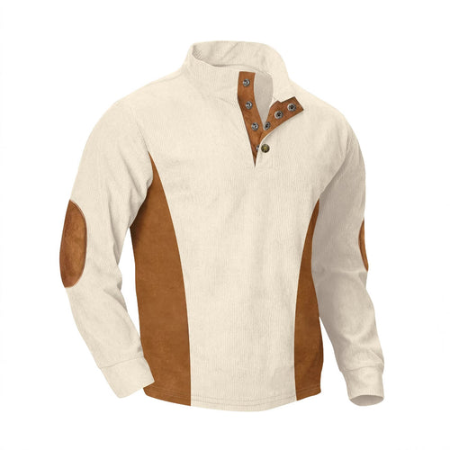 Herren lässiger Pullover mit modernem Stehkragen und praktischen Druckknöpfen Echoarchiv