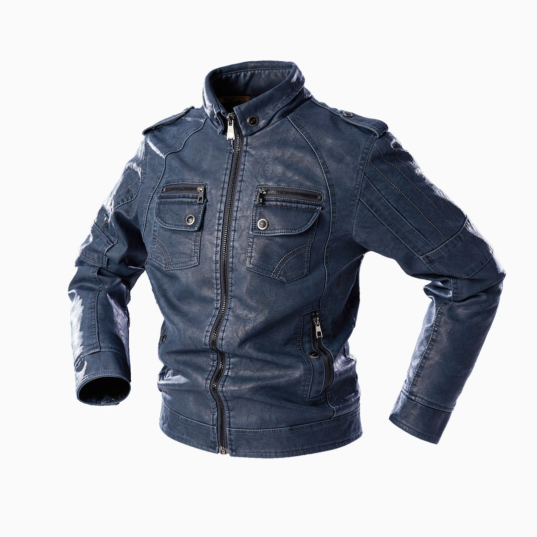 Herren lässige Lederjacke mit zahlreichen Taschen Echoarchiv