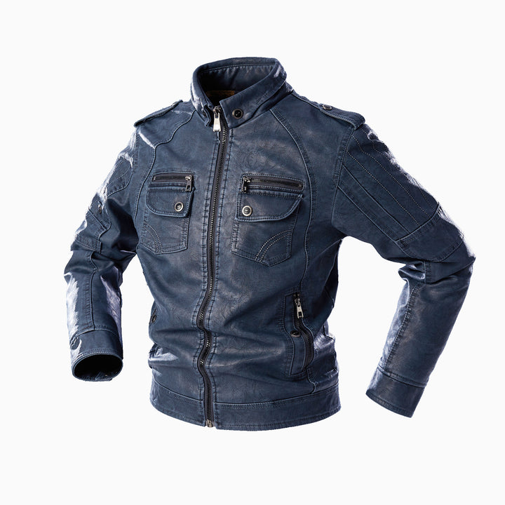 Herren lässige Lederjacke mit zahlreichen Taschen Echoarchiv