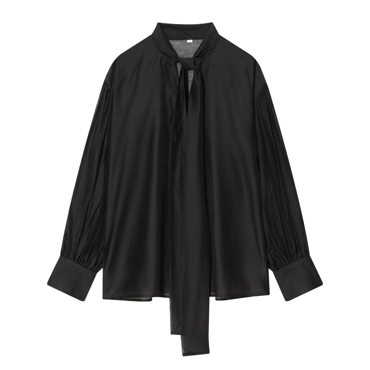 Damen Bluse mit Schleifenkragen und voluminösen Ballonärmeln Echoarchiv
