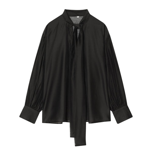 Damen Bluse mit Schleifenkragen und voluminösen Ballonärmeln Echoarchiv