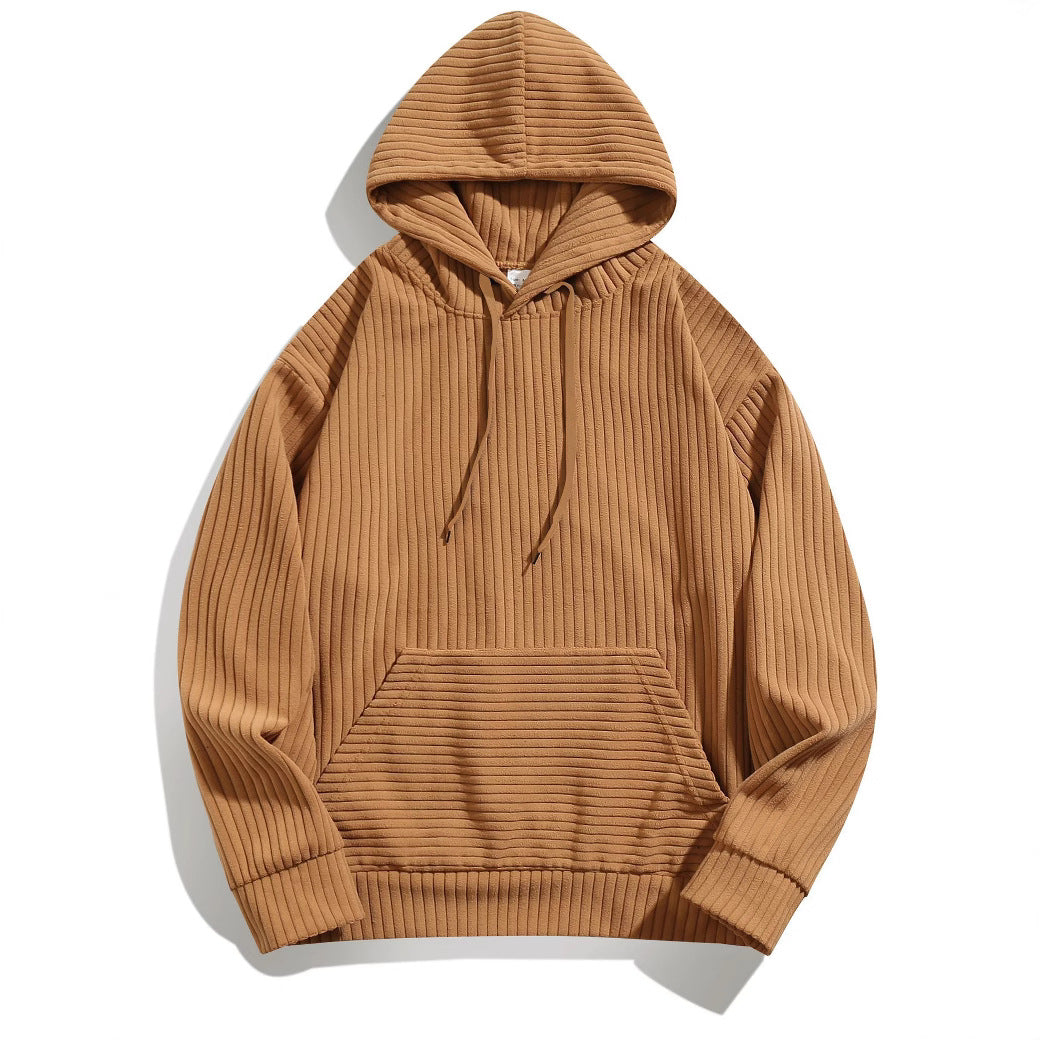 Herren kuscheliger Kapuzenpullover mit Rippenstruktur und praktischer Kängurutasche Echoarchiv