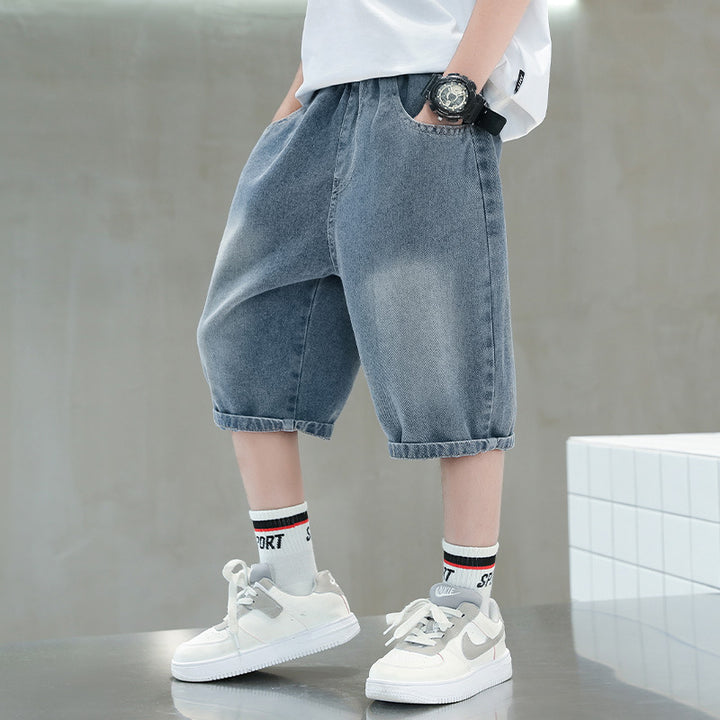 Jungen lässige Denim-Shorts mit exklusivem Stickdesign Echo Archiv