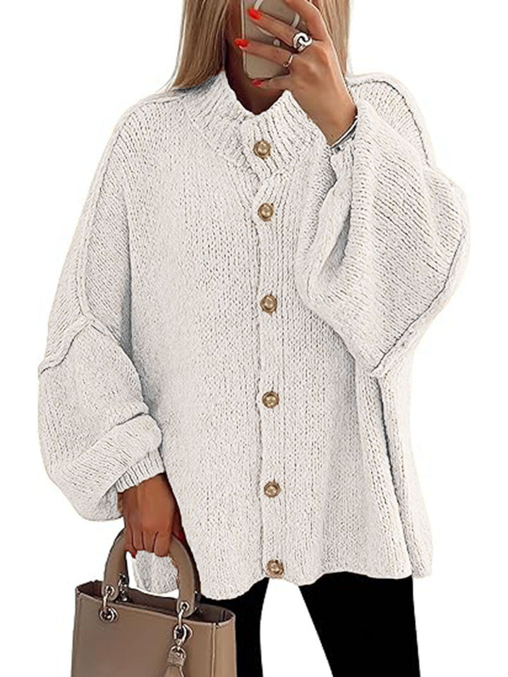Damen oversized Strickjacke mit Knopfverschluss Echoarchiv
