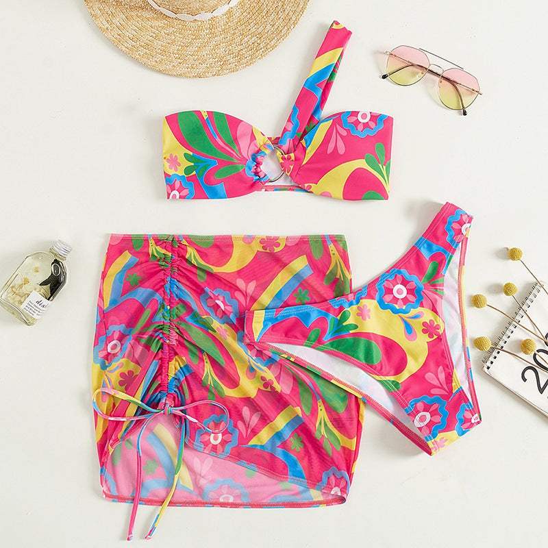 Damen Bandeau-Bikini-Set mit verstellbarem Rüschensarong Echo Archiv