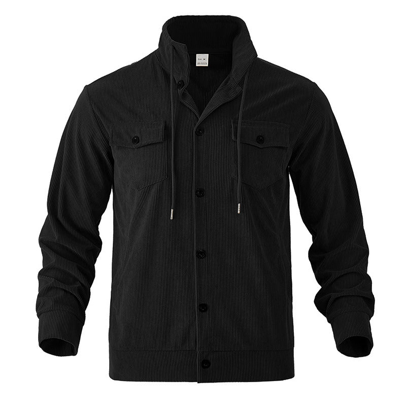 Herren nan Cordjacke mit Stehkragen, Kordelzug, durchgehender Knopfleiste und aufgesetzten Brustklappen Echo Archiv