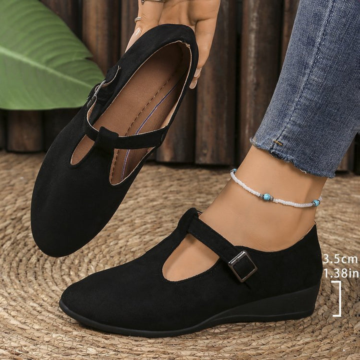 Damen Komfort-Keilabsatz-Ballerina aus Veloursleder – Lioré