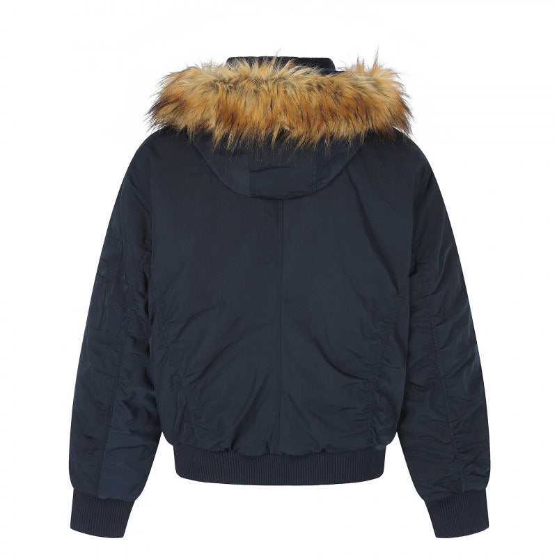 Damen Gefütterte Bomberjacke mit Kapuze und Kunstfellkragen Wattierte Winterjacke Echo Archiv