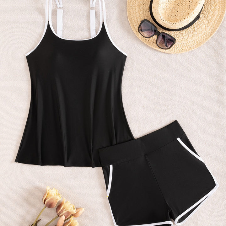 Damen Sportliches Tankini-Set mit weichen Trägern und modischen Shorts Echo Archiv