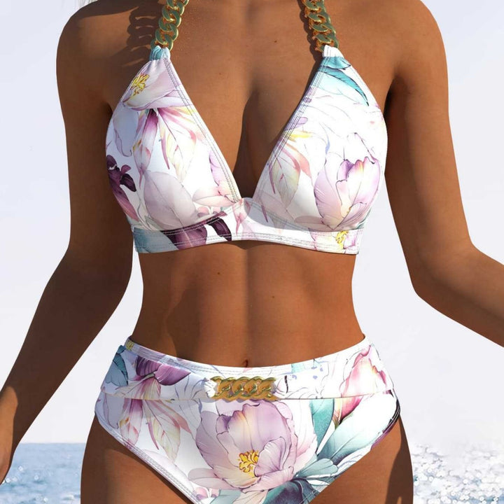 Damen Bikini-Set mit hohem Taillenschnitt und elegantem Blumendruck Echo Archiv
