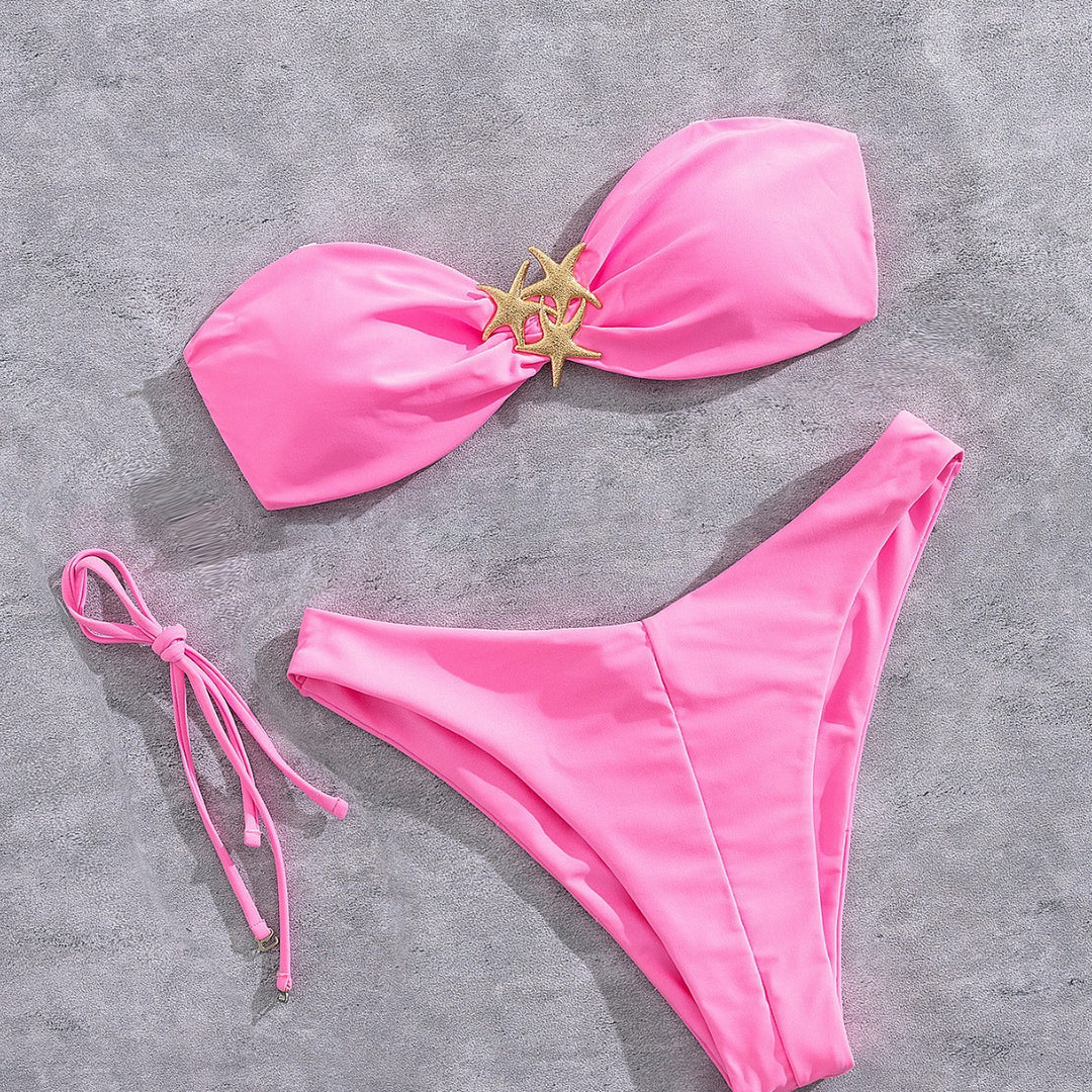 Damen Bandeau-Bikini mit goldfarbenem Sternenmotiv Echo Archiv