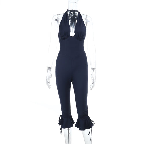 Damen Eleganter Jumpsuit mit hochgeschlossenem Design und Rüschendetails Echo Archiv
