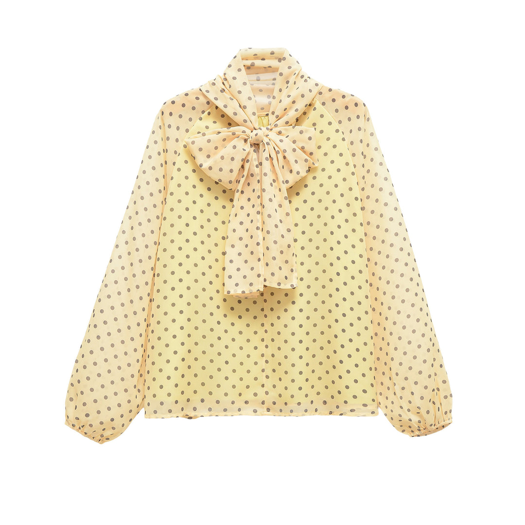 Damen Chiffonbluse mit Schleifenkragen und Ballonärmeln Echo Archiv