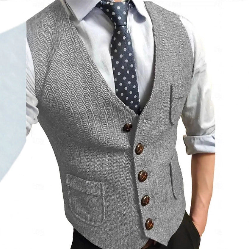 Herren Eleganter Weste aus Herringbone-Stoff Echo Archiv