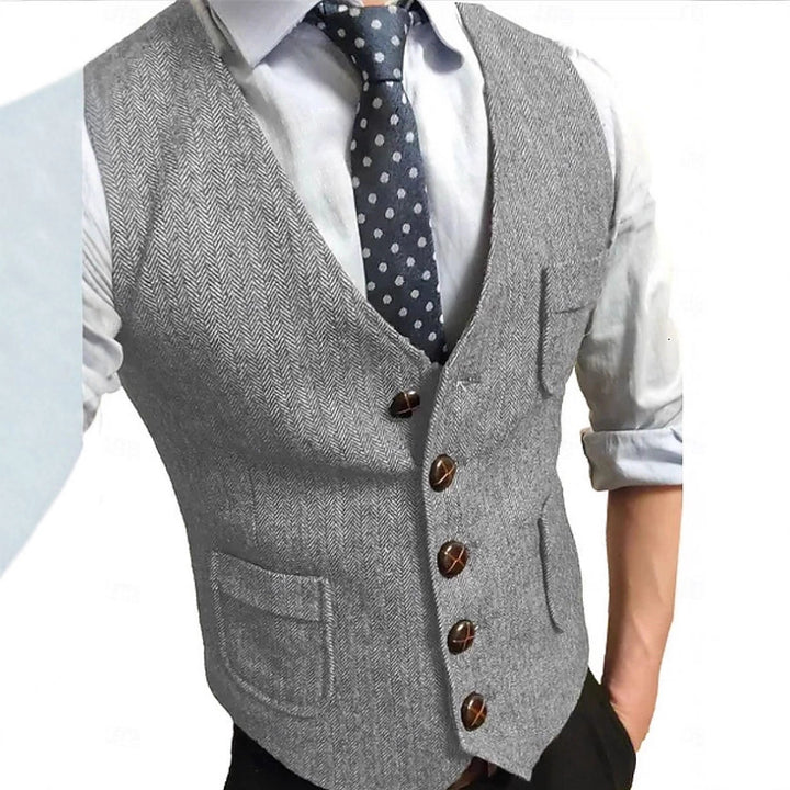Herren Eleganter Weste aus Herringbone-Stoff Echo Archiv