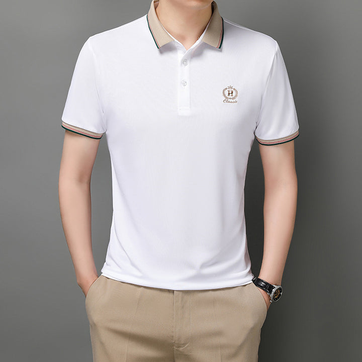 Herren Poloshirt mit atmungsaktivem Gewebe und elegantem Kontrastkragen Echoarchiv