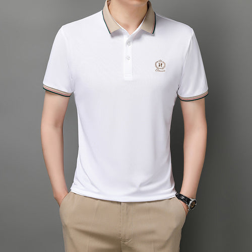 Herren Poloshirt mit atmungsaktivem Gewebe und elegantem Kontrastkragen Echoarchiv