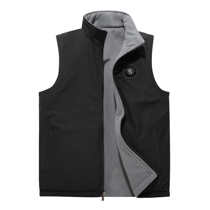 Herren Winddichte Softshell-Weste mit hochflorigem Fleece-Innenfutter, Stehkragen und verdeckten Eingrifftaschen – Marzano