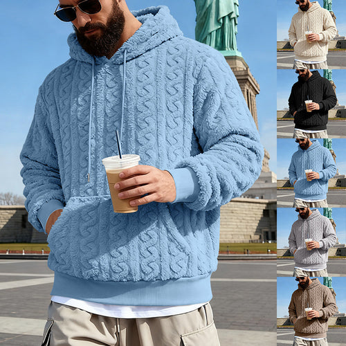 Herren Gefütterter Sherpa‑Hoodie mit Zopfmuster und Kapuze – Cavarno