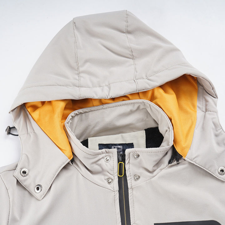 Herren Leichter technischer Kapuzenblouson mit wasserdichter Brusttasche und gerippten Kontrastbündchen Echo Archiv