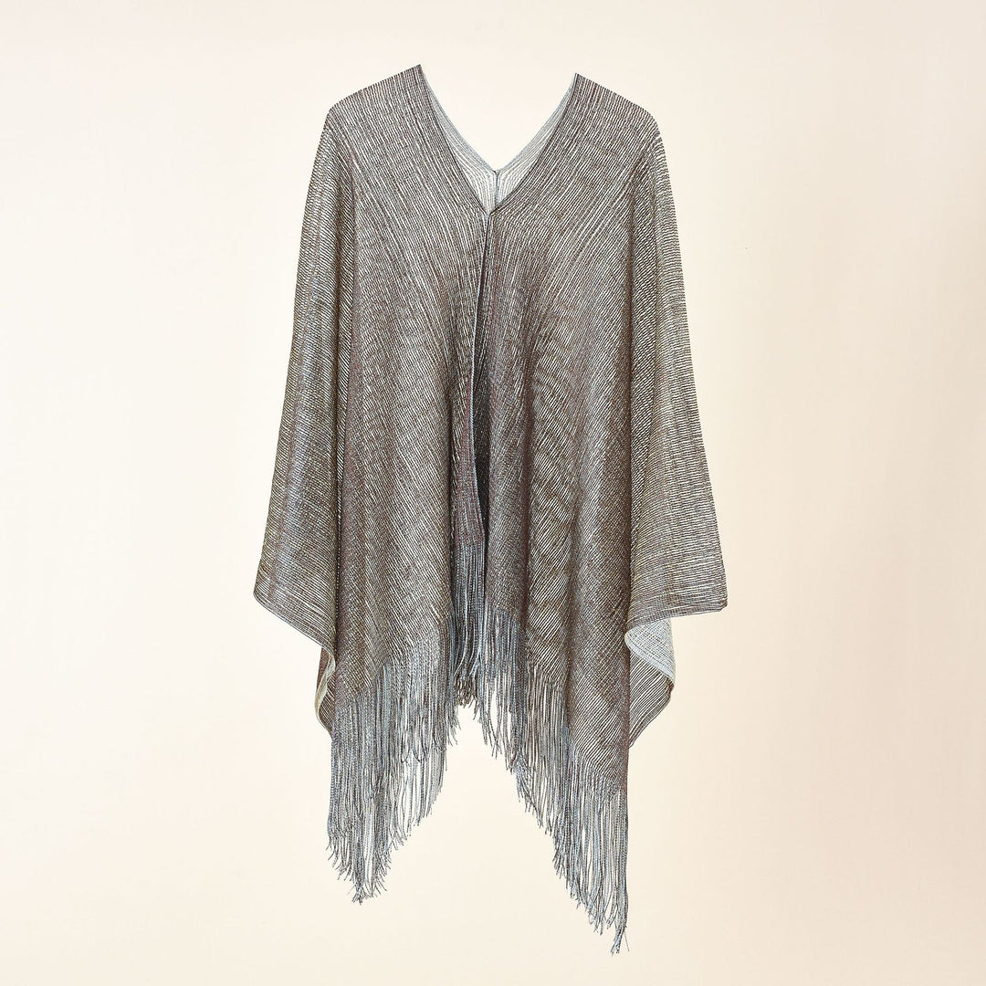 Damen Feinstrick-Mesh-Stola mit Metallic-Glanz und langen Fransen Echo Archiv