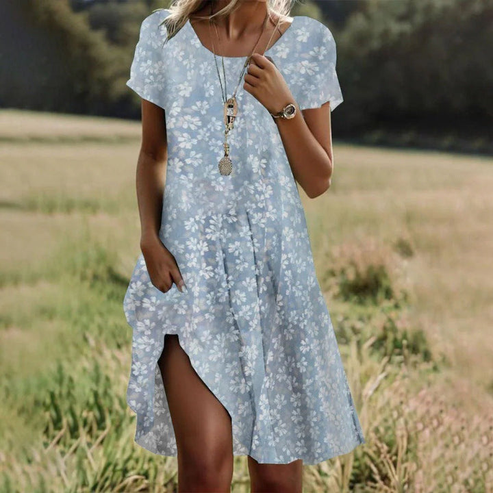 Damen Freizeitkleid mit asymmetrischem Saum und Taschen Echoarchiv