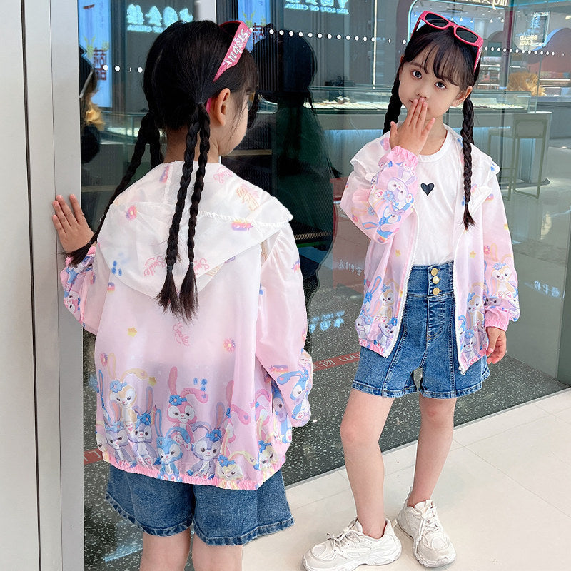 Damen nan leichte transparente Regenjacke für Mädchen mit Kapuze und verspieltem Cartoon-Print Echo Archiv
