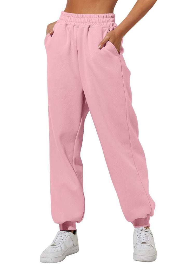 Damen nan lockere High‑Waist Jogginghose mit doppellagigem Komfortbund, seitlichen Eingrifftaschen und gerafften Knöchelbündchen Echo Archiv