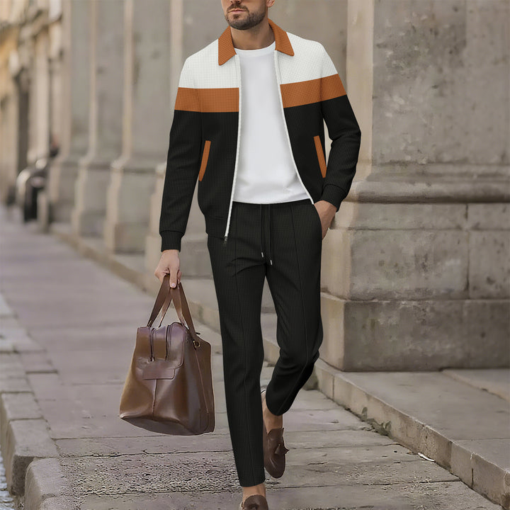 Herren modische Freizeitjacke mit strukturiertem Design und bequemen Jogginghosen Echoarchiv