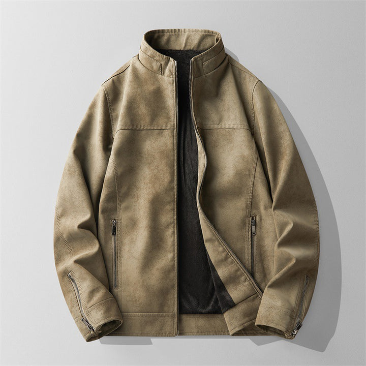 Herren Stilvolle Kunstlederjacke mit Stehkragen Echo Archiv