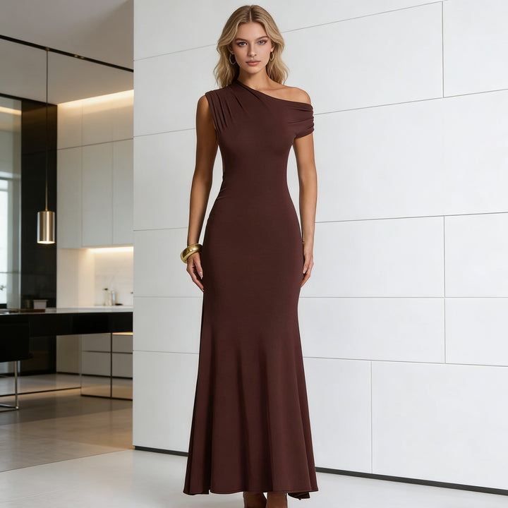 Damen Elegantes One-Shoulder Maxikleid mit schwingendem Saum Echo Archiv
