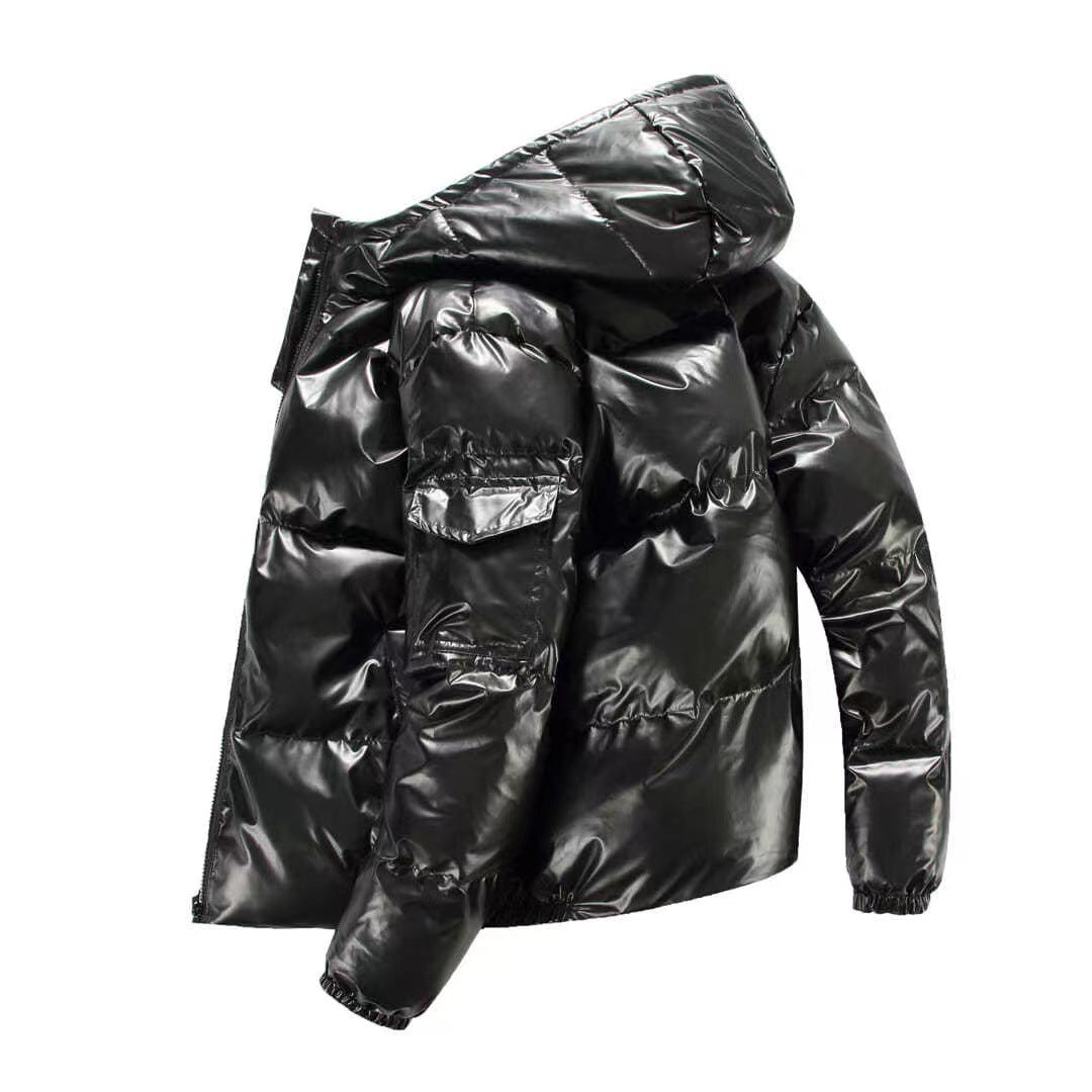 Herren nan glänzende Steppjacke mit Kapuze, wattierter Thermofütterung und wasserabweisender Lackoptik Echo Archiv