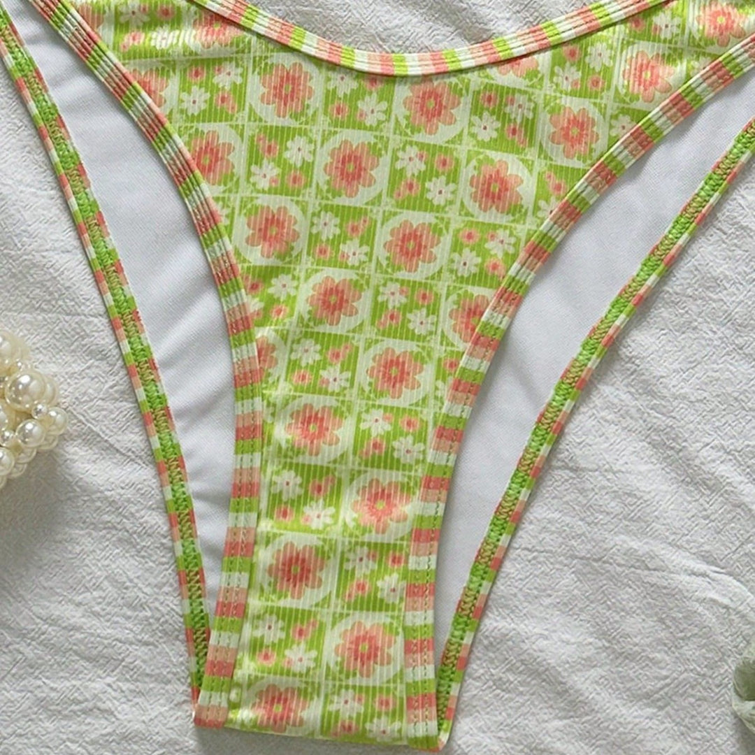 Damen Triangel-Bikini mit frischem Blumendruck und verstellbaren Trägern Echo Archiv