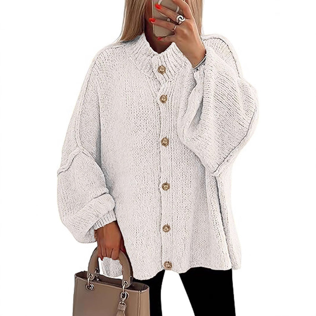 Damen oversized Strickjacke mit Knopfverschluss Echoarchiv