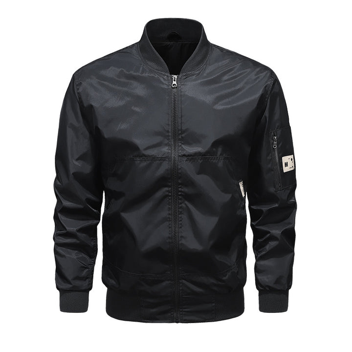 Herren Leichte Nylon-Bomberjacke mit Ärmeltasche, Stehkragen und Rippbündchen Echo Archiv